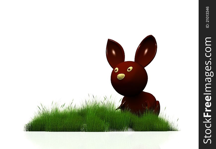 Chocolate Easter rabbit in grass. Chocolate Easter rabbit in grass