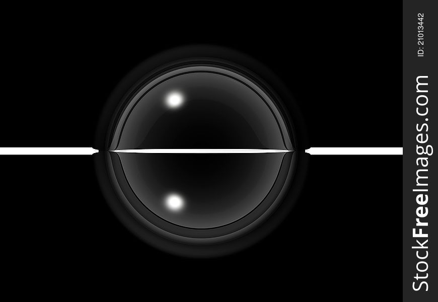 A glass ball on a black background