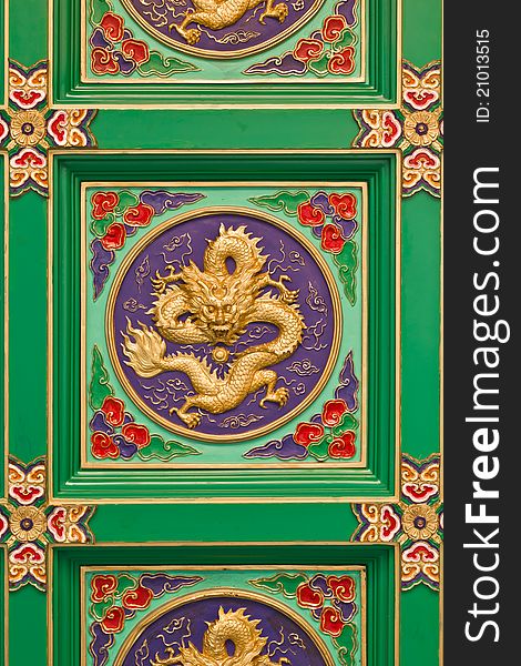 Decorative ceiling traditional chinese dragon image in chinese temple Thailand