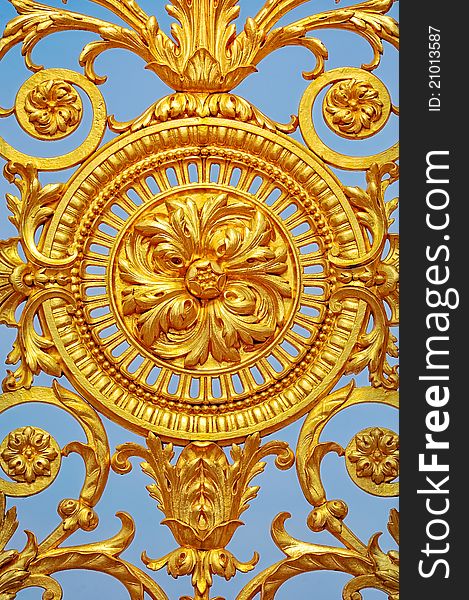 Detail of golden door of Versailles Palace. France. Detail of golden door of Versailles Palace. France