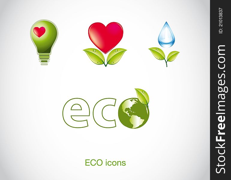 Set Of Green Ecology Icons.