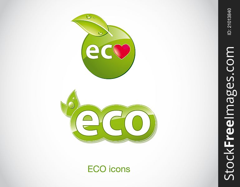 Set of green ecology icons.