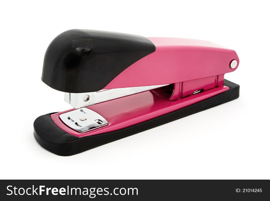 Pink and Black stapler isolated on white. Pink and Black stapler isolated on white