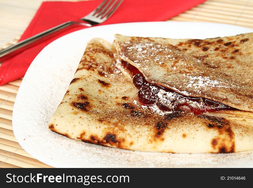 Appetizing Pancakes With Jam