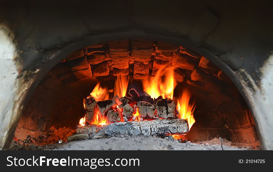 fire in the old stove. fire in the old stove