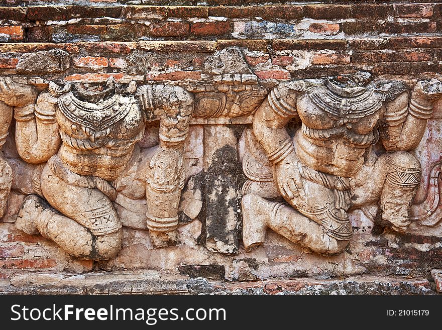 Carving on wall in Thailand