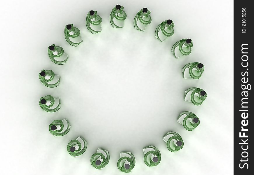 Glass bottles of green glass on a white background â„–3. Glass bottles of green glass on a white background â„–3