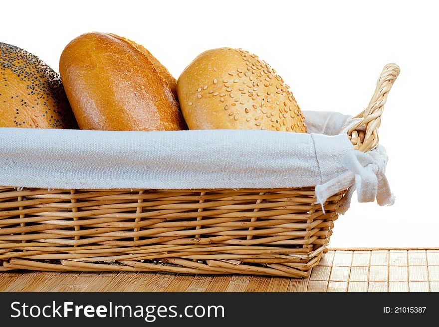 Assortment of small breads isolated on white