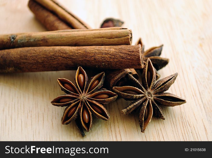 Aromatic flavored spice - star anise. Aromatic flavored spice - star anise