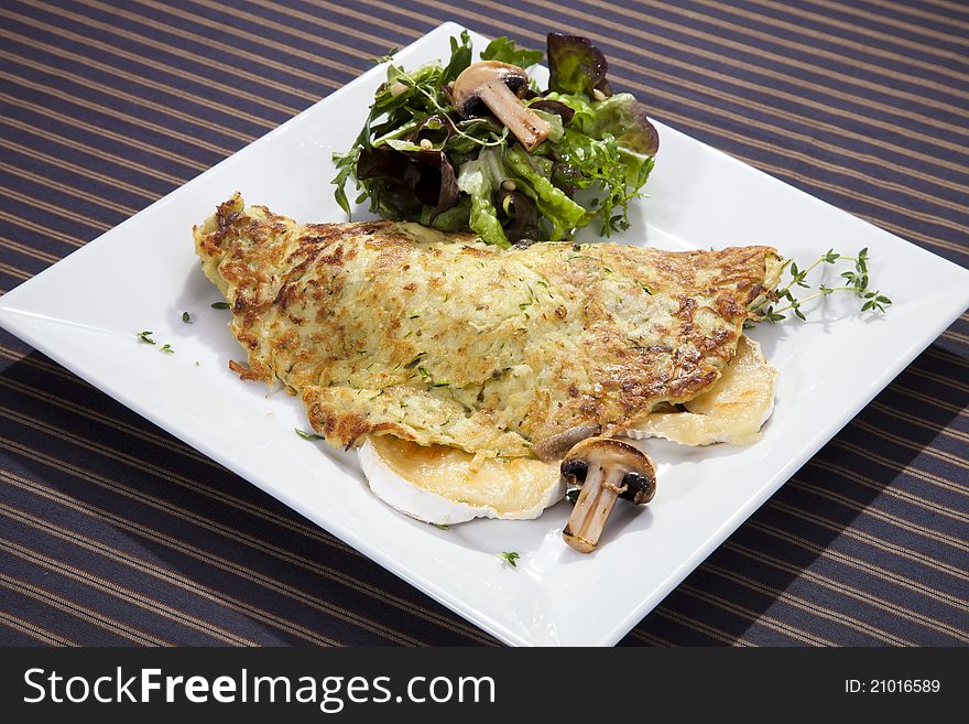 Potato Pancake Filled By Camembert And Mushrooms