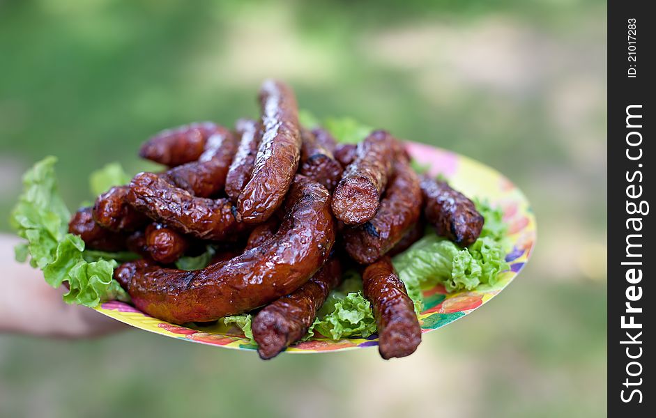 Plate with sausages