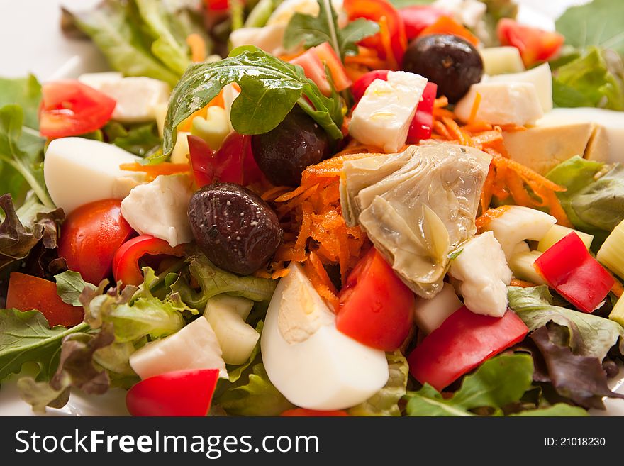 Closeup of colorful and tasty salad. Closeup of colorful and tasty salad