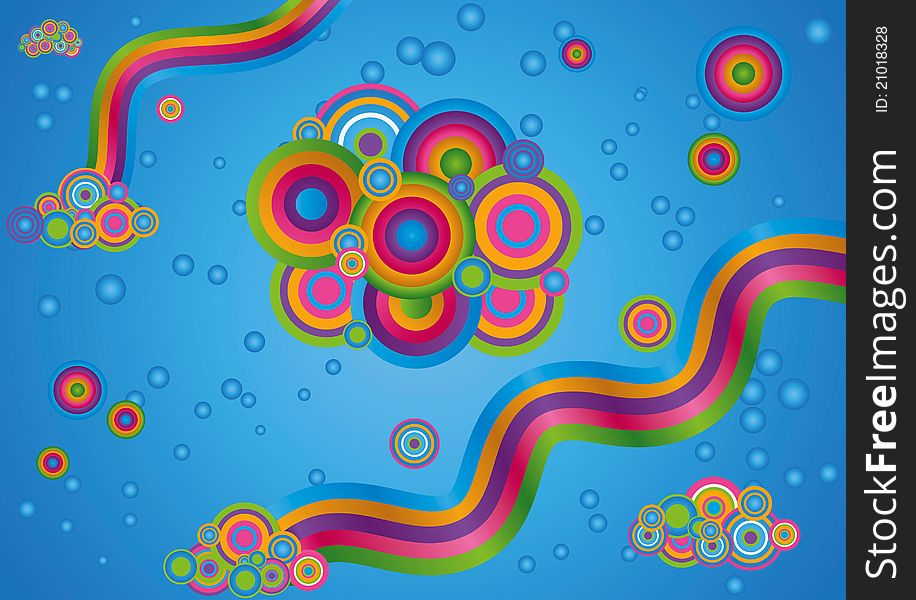 Abstract background with circles and rainbows