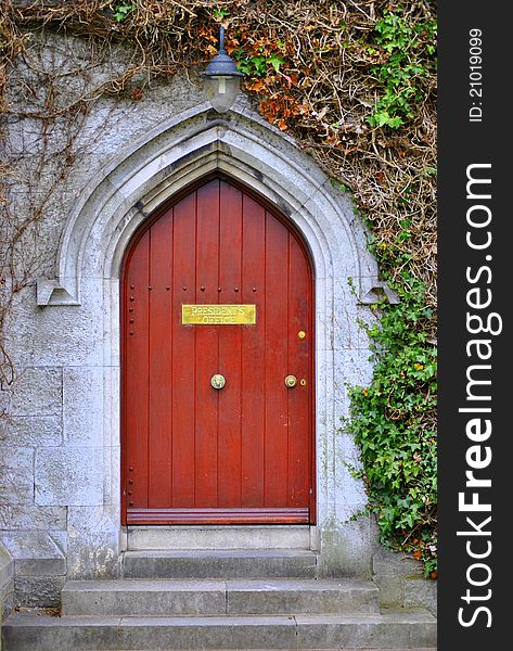 Door to presidential office at college campus. Ireland