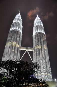 Twin Tower Night Scene Stock Photo Twin Tower Night Scene Stock Photo