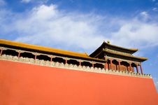 Ancient Pavilion And Red Wall Of Gate Wumen In For Royalty Free Stock Image Ancient Pavilion And Red Wall Of Gate Wumen In For Royalty Free Stock Image