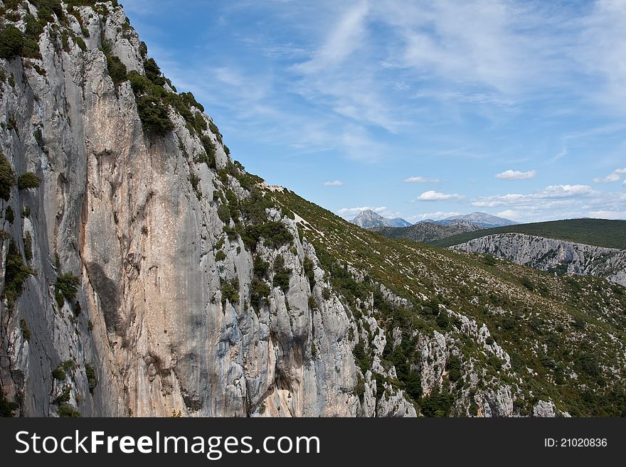 A view of the mountains comprising the Grandon Canyons of Verdon in France. A view of the mountains comprising the Grandon Canyons of Verdon in France