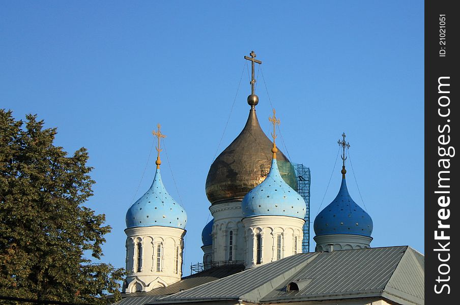 Domes Of The Novospassky  Monastery  In Moscow