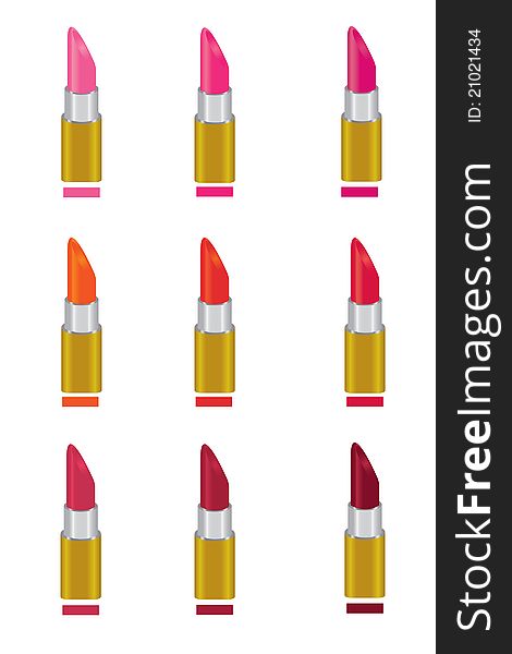 Illustration of lipstick collection and color guide