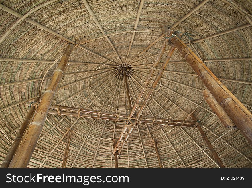 The bamboo roof texture, photo from hut in resort.