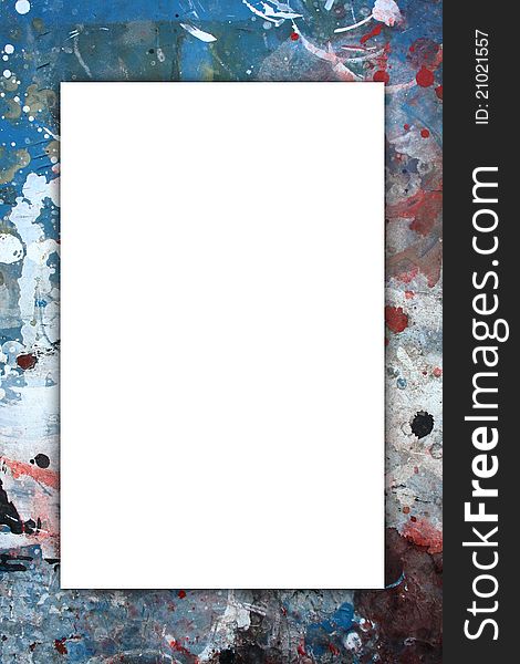 White paper on grunge painted wall background
