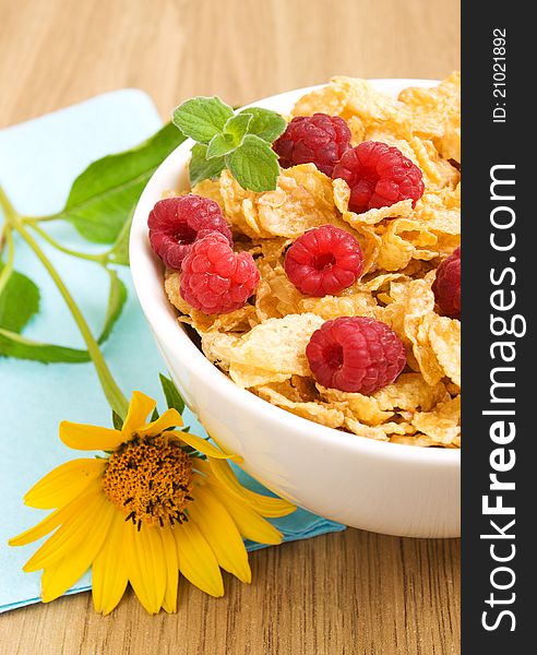 Corn Flakes With Raspberries