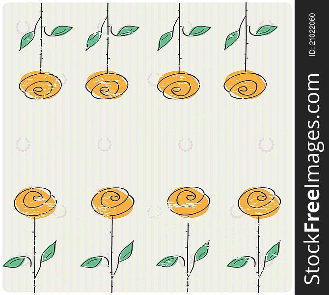 Retro flowers illustration, computer generated