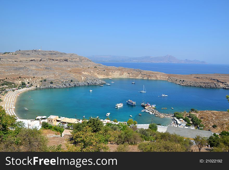 View on Lindos bay from Acropolis