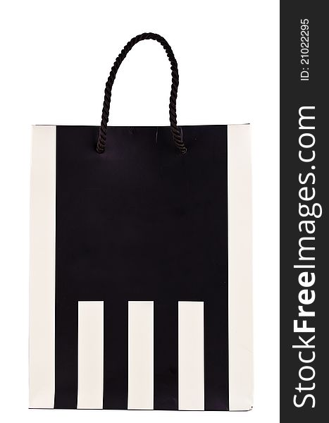 White and black paper bag in white background. White and black paper bag in white background