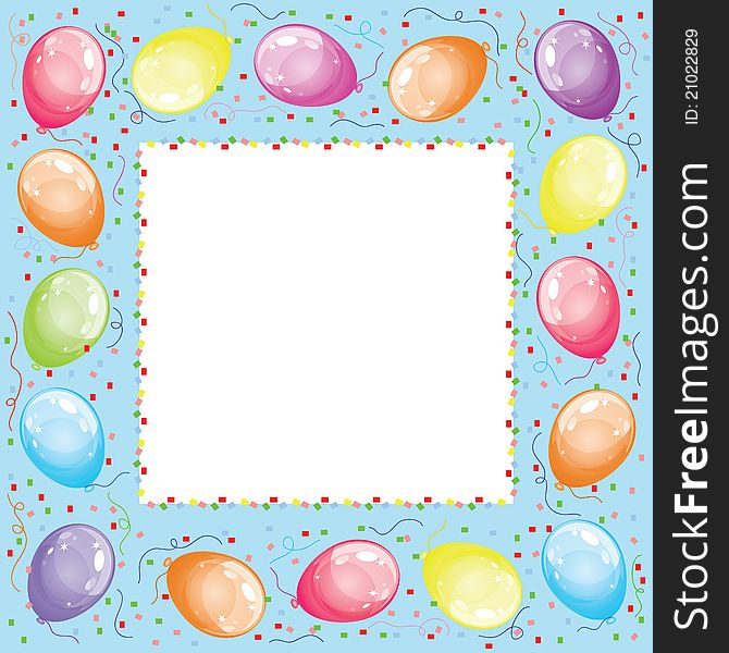 Isolated frame with varicolored balloons. Isolated frame with varicolored balloons