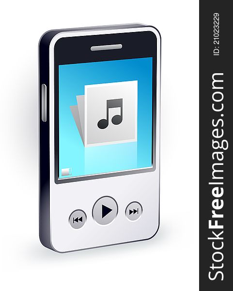 Stylish mp3 player on a white background