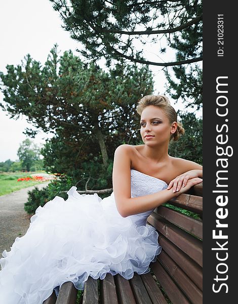 A beautiful bride in the white wedding dress. A beautiful bride in the white wedding dress.