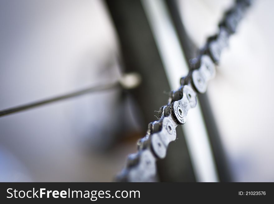 A macro of a bicycle chain