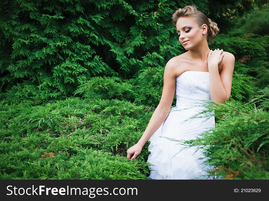 Beautiful bride in white dress