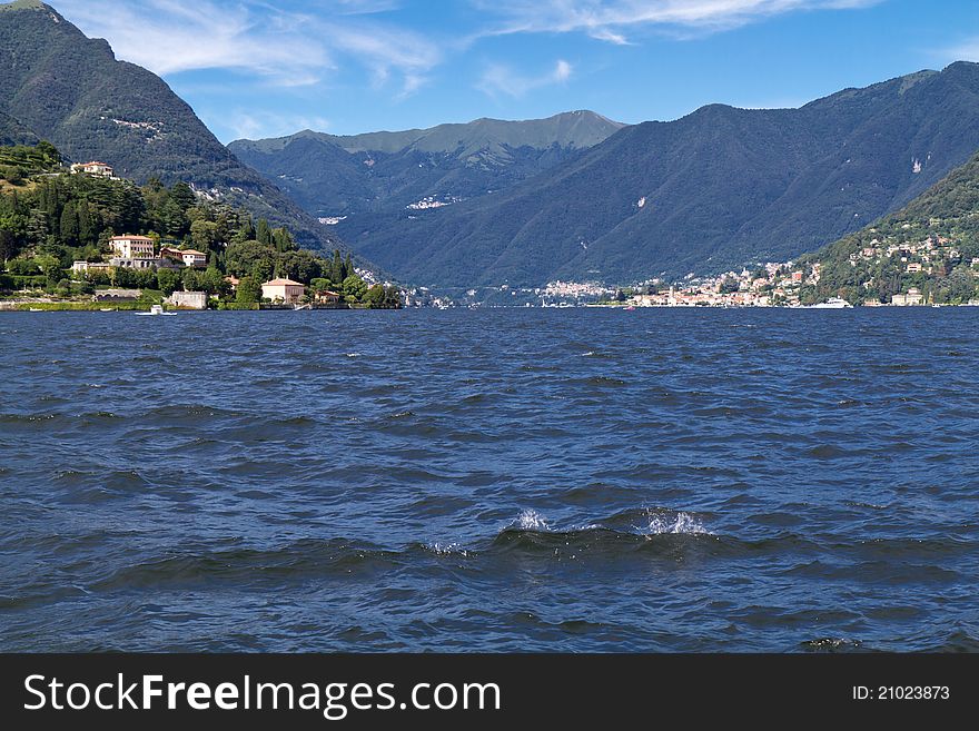 Lake Como near the village of Cernobbio, Italy. Lake Como near the village of Cernobbio, Italy