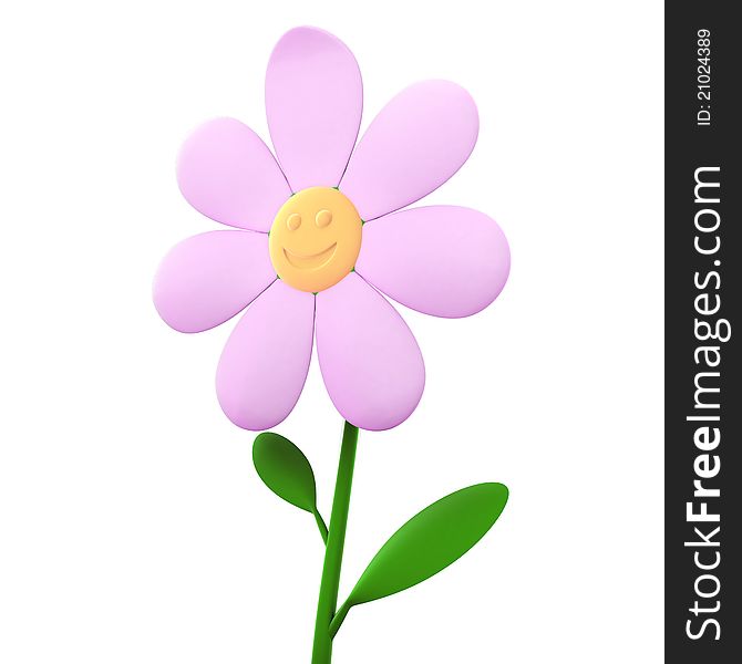 3D illustration of flower smiley