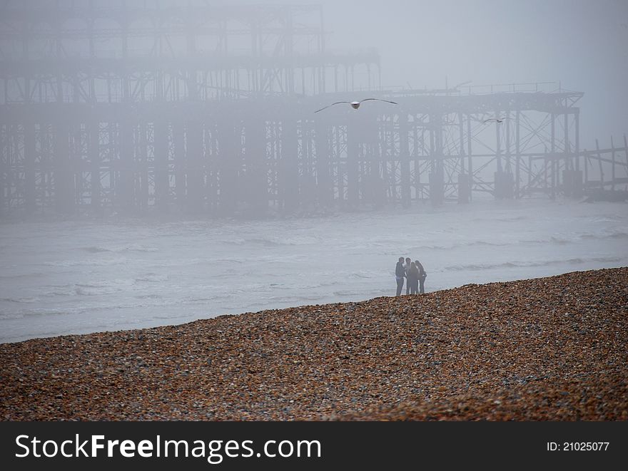 Misty pier at Brighton Beach