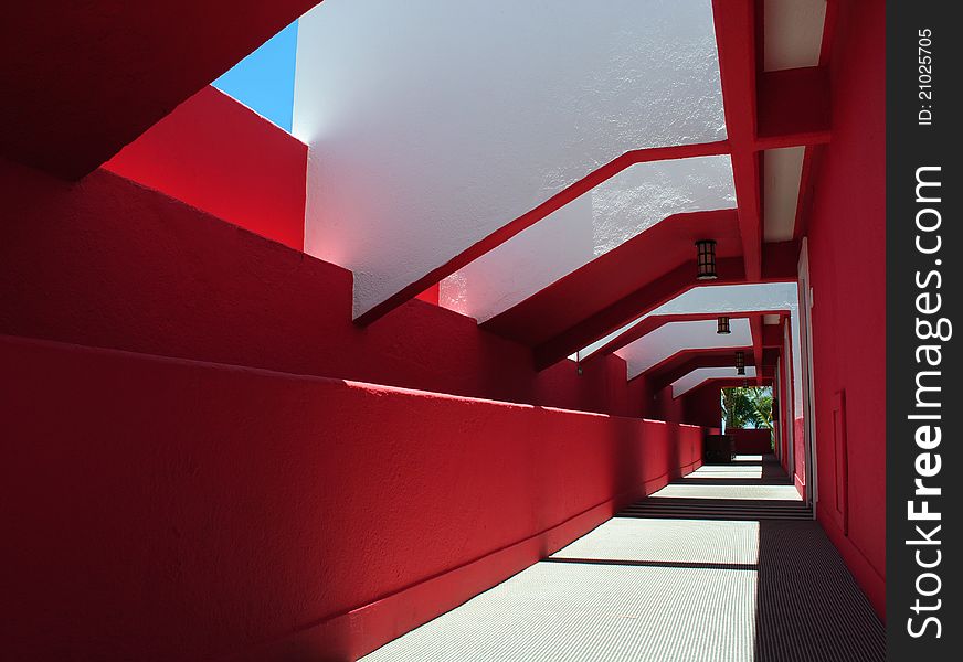 Long colorful corridor in mexico
