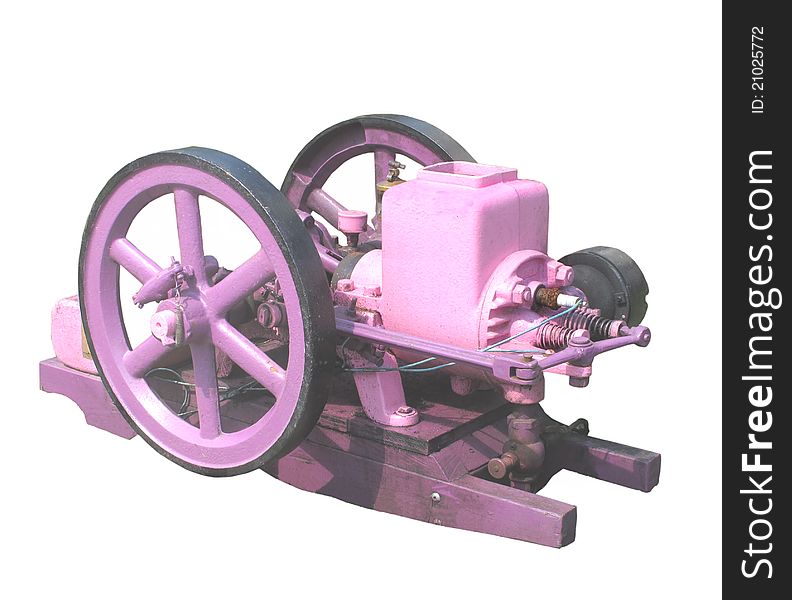 Vintage kerosene engine painted purple and pink