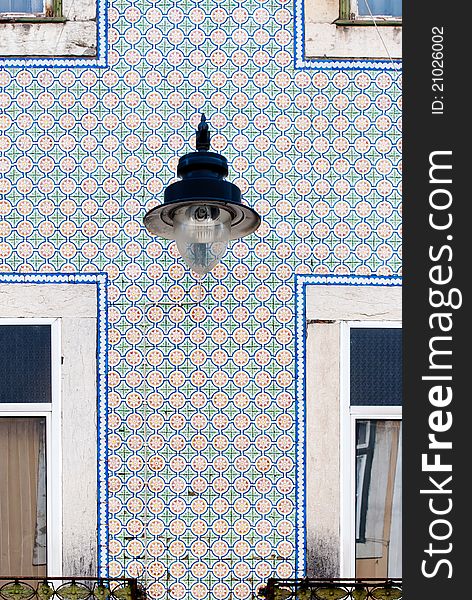 Perpendicular pattern in traditional mosaic facade. Perpendicular pattern in traditional mosaic facade