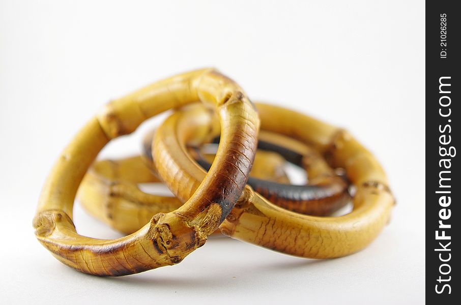 Close-up of bamboo napkin rings showing detail