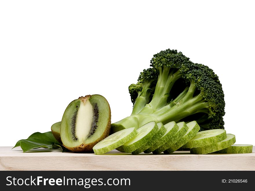 Broccoli vegetable set on white background for good health.