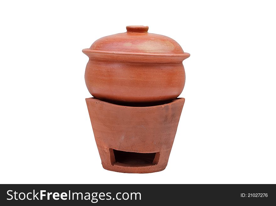 A small clay pot on white background.