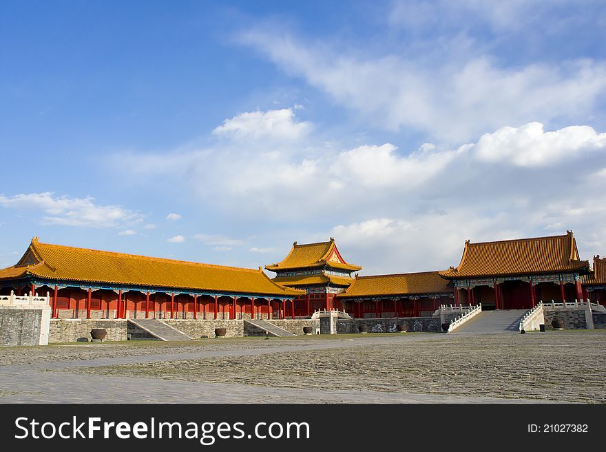 Ancient building of Forbidden City, Beijing China. The Forbidden City is the most perfectly conserved and the largest wood structure palace in China, even in the world.