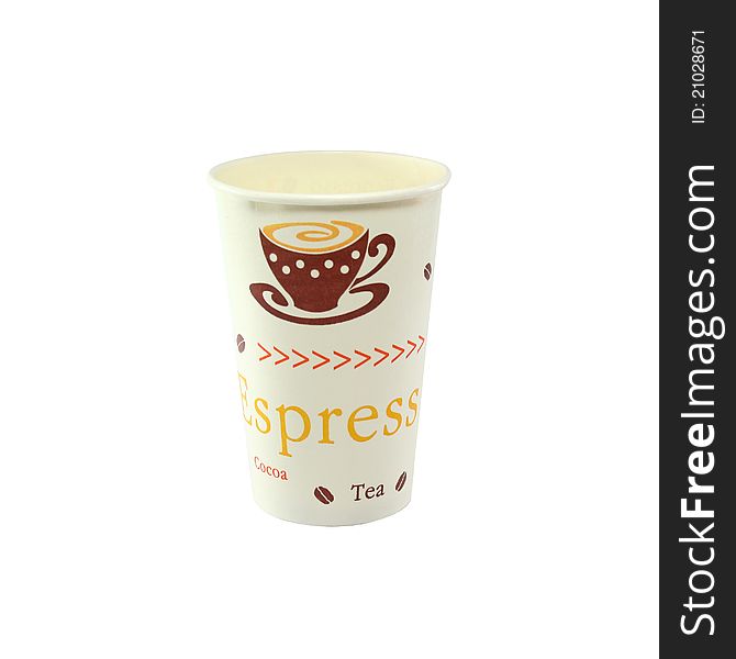 Paper cup on white background