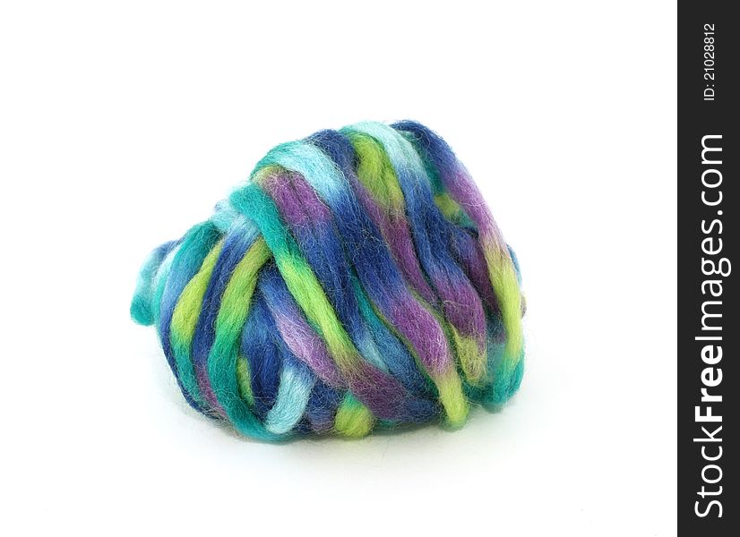 Colorful thick wool hank  on white