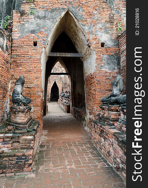 Satellite prang of Thai temple ruins of Wat Chai Wattanaram in Ayutthaya near Bangkok. Satellite prang of Thai temple ruins of Wat Chai Wattanaram in Ayutthaya near Bangkok.