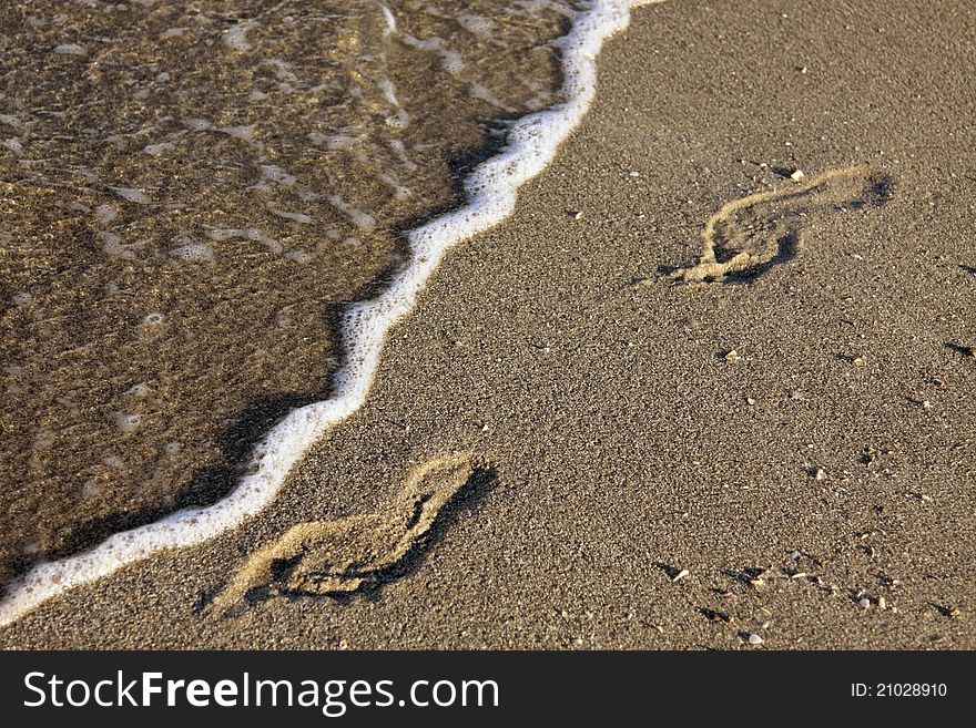 Foot print on the beach