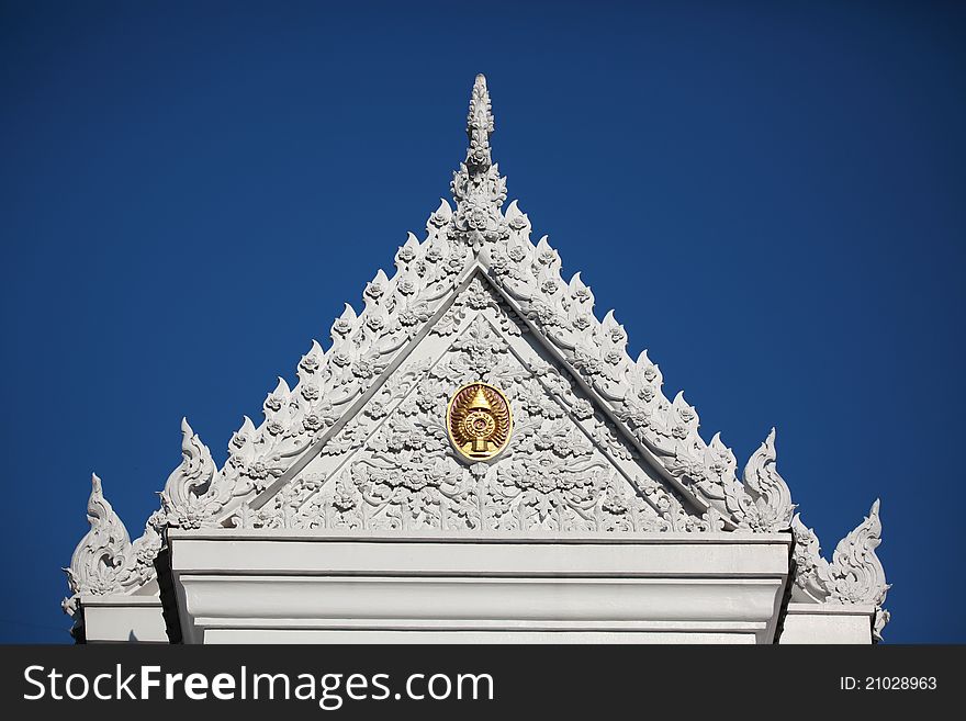 Buddhist temple in thailand with blue sky
