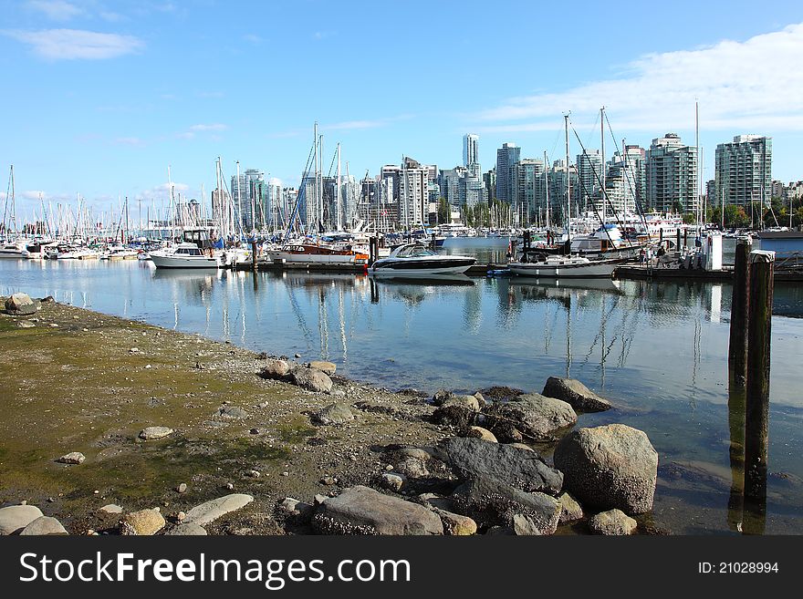 Marina & Vancouver BC Skyline.